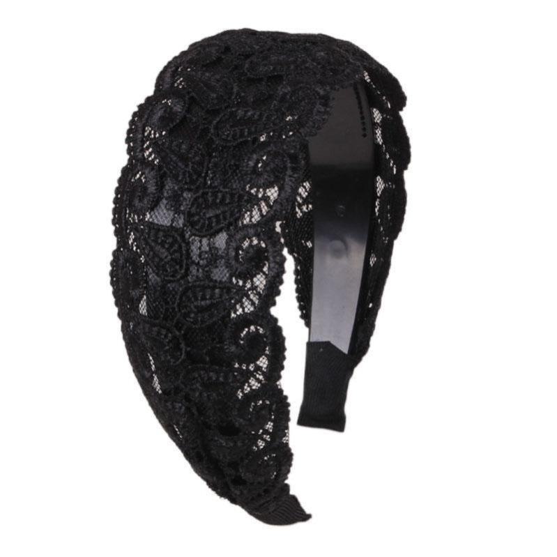White Breathable Wide Lace Hairband with Non-Slip Teeth - Perfect Summer Hair Accessory