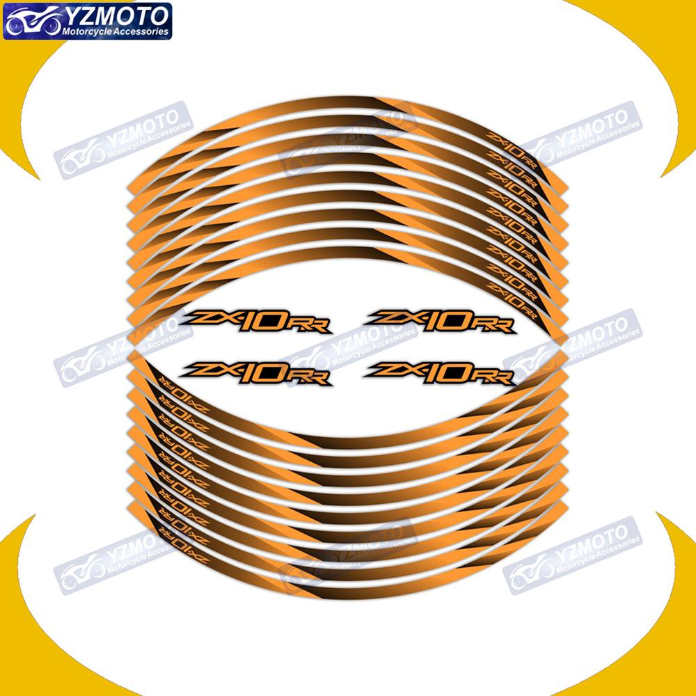 For ZX-10RR ZX10RR ZX 10RR Motorcycle Accessories Sticker 17 Inch Front Rear Wheel Hub Decal Reflective Decoration Rim Stickers