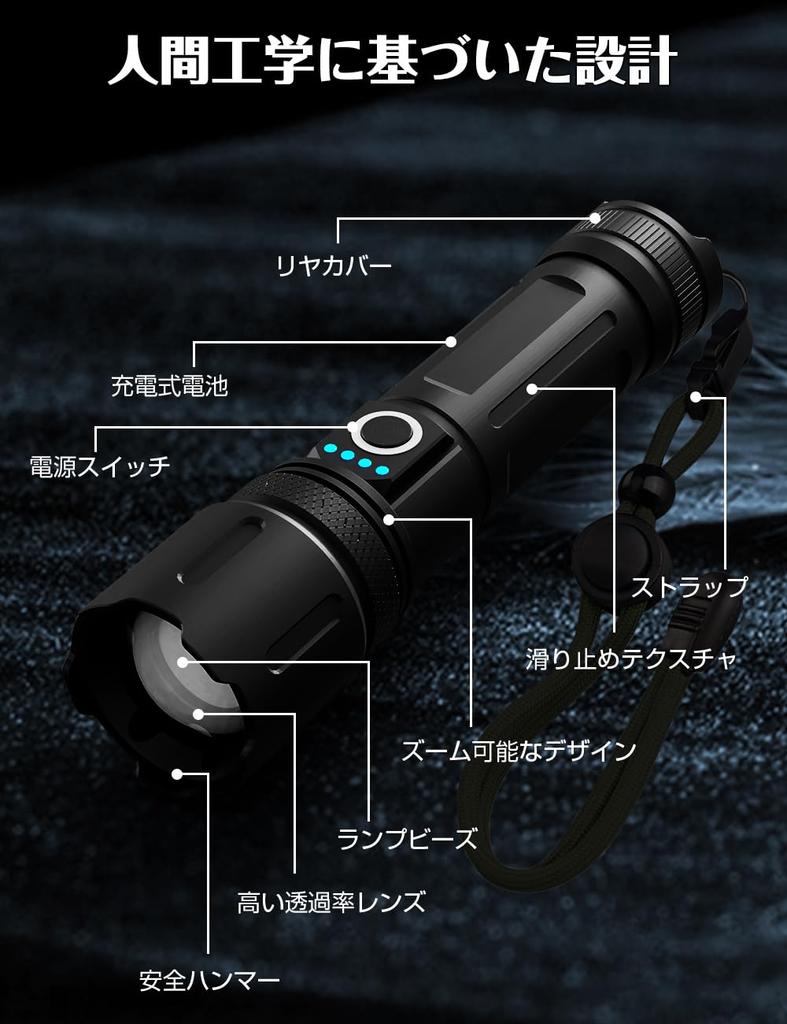 New Powerful 26650 Battery Compatible with AAA USB IPX6 High 5 Modes of Aluminum Alloy 2M New Battery Level Ideal for Night Nighttime Power Disaster