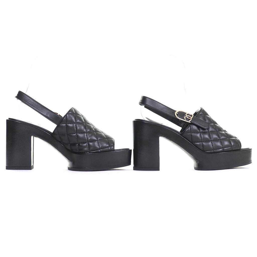 Chanel Sandals COCO Mark Matelasse With Strap Leather Sandals 24P G45567 Used