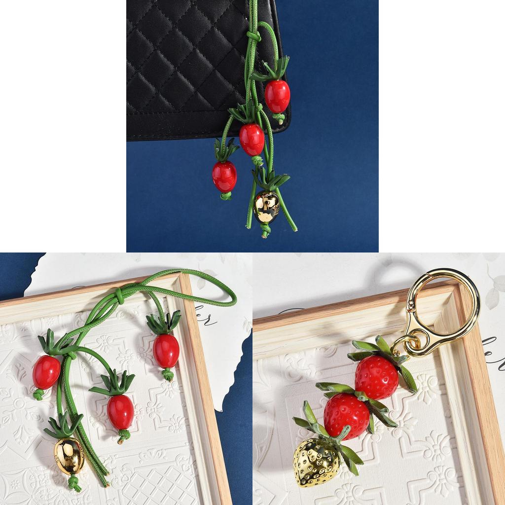 Minimalist Strawberries And Raspberries Keychain With Alloy Material For Bag Decor In Winter
