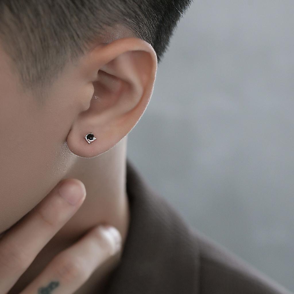 Men's Stud Earrings Are High-end, Ruffian and Handsome, Trendy Men's Simple Small Earrings, Simple New Trendy Black Diamond Earrings, Women's