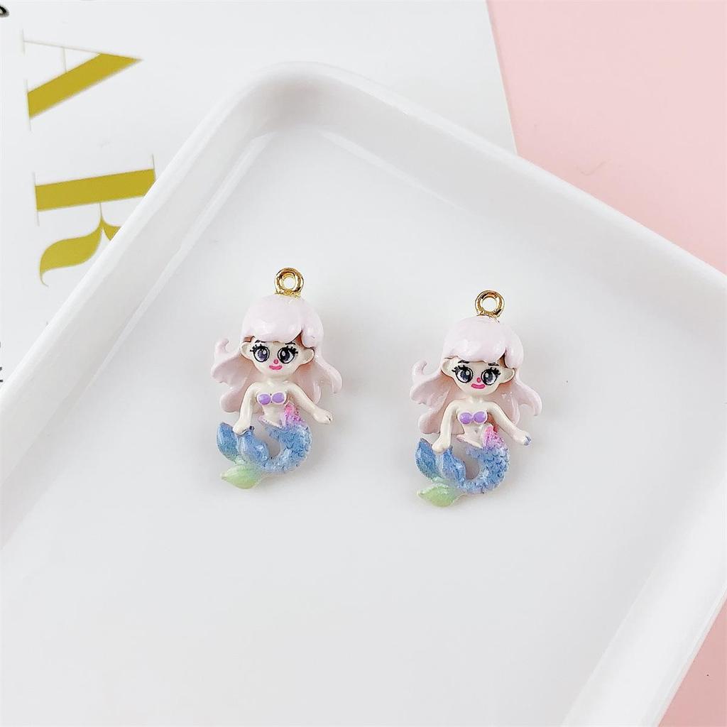 Colorful 3D Mermaid Princess Pendant for DIY Jewelry