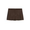 Spring New Women's Clothing Versatile Lattice Mid-Waist Wide Pleated Decoration Casual A- line Short Pantskirt 4661413