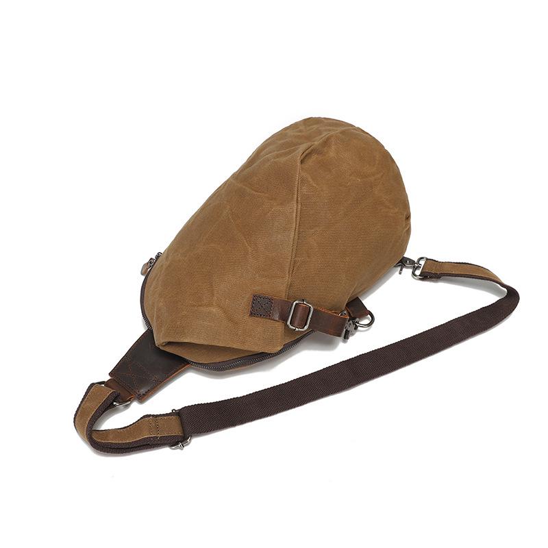 Men's Waxed Canvas and Top Layer Cowhide Travel Crossbody Bag