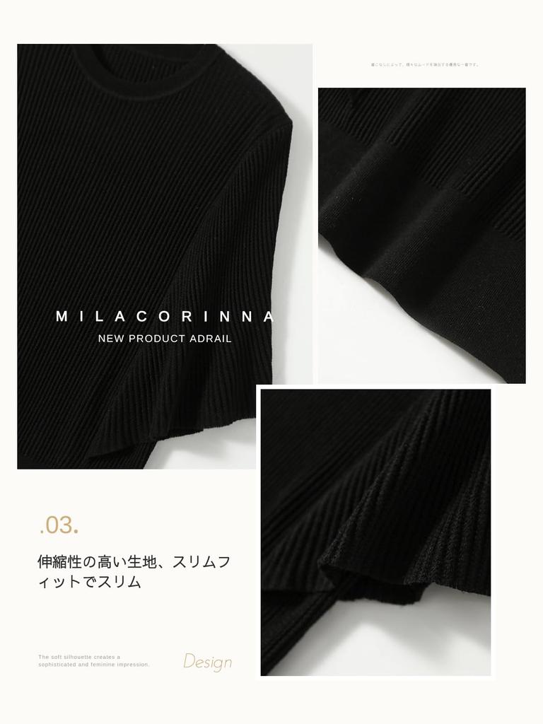 Summer Knit for Short Thin Ruffle Round Cool To the Highly Summer Knit Summer [MilaCorinna] Women, Ribbed, Sleeve, Sweater, Top, Neck, Touch, Elastic,