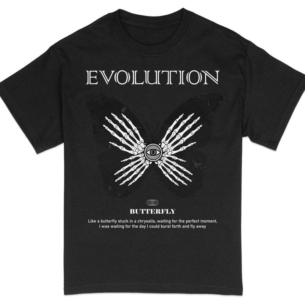 Black Butterfly Graphic Tee, Unisex T-Shirt with Unique Eye Design, Artistic #26 Unisex T-Shirt XL