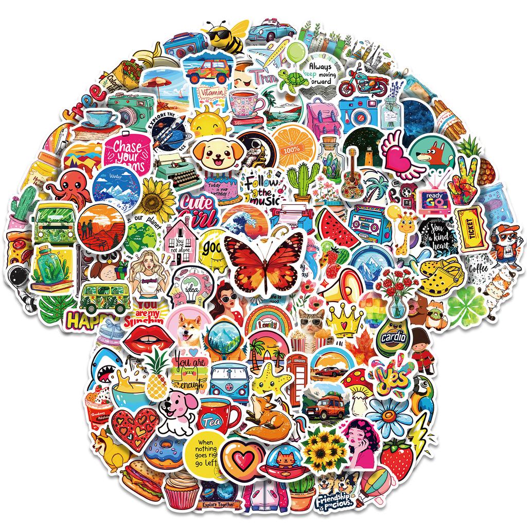 200 Hand-Painted Illustration Stickers European And American Style Series Graffiti Stickers Children'S Stickers