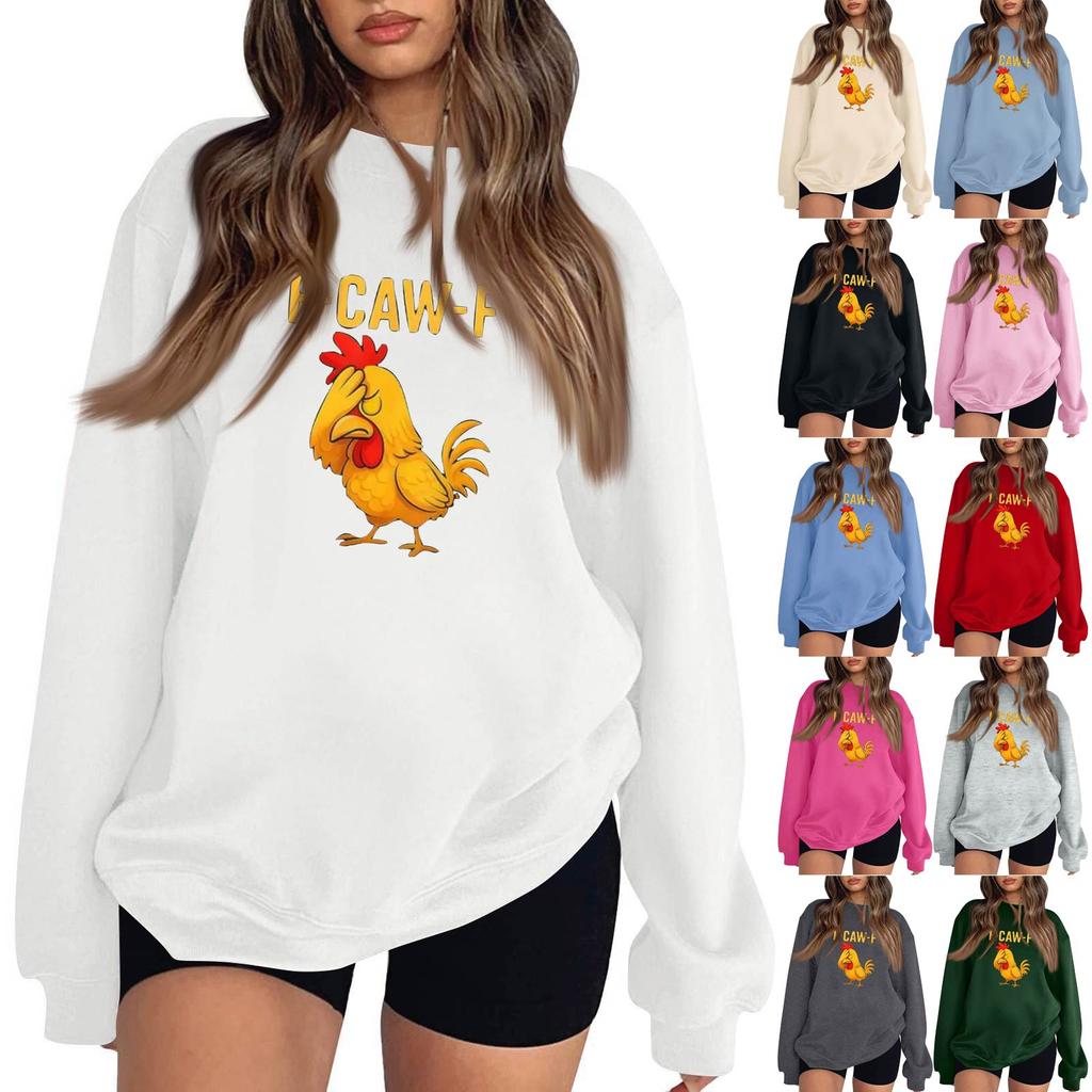 Women's Fashion Casual Round Neck Long Sleeve Top Printed Pullover Sweatshirt