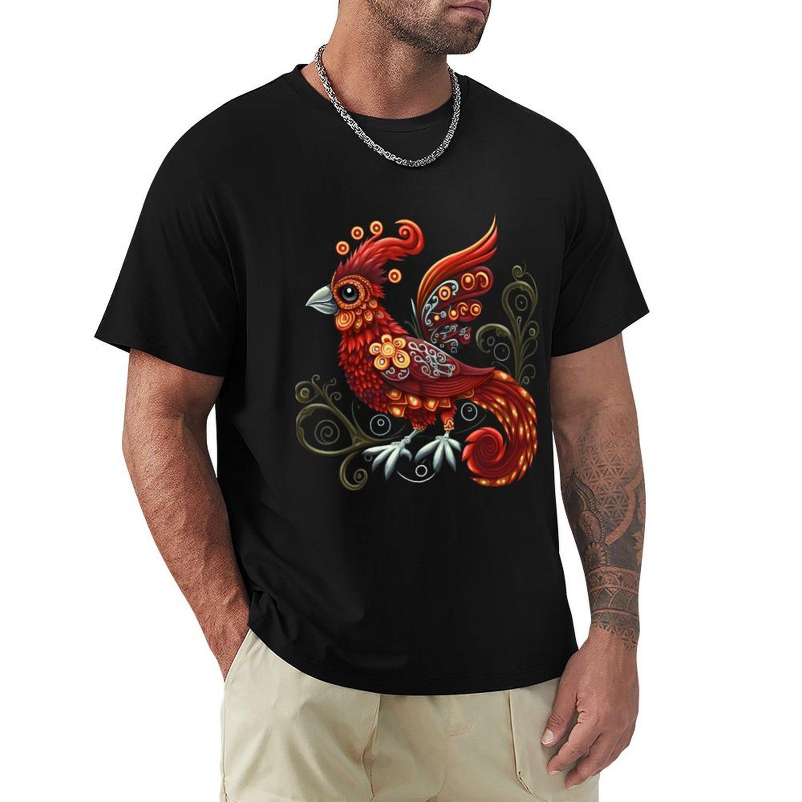 

Whimsical Red Bird TShirt funny gifts Tshirts man Tshirts for men cotton 4XL