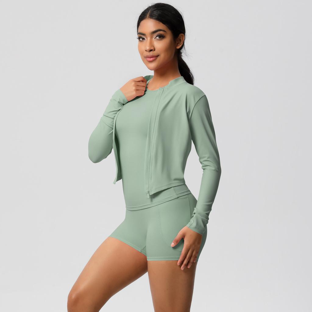 New Cloud Sensing Quick Drying Tight Pocket Shorts Three Piece Set Pilates Yoga Running Fitness Set For Women