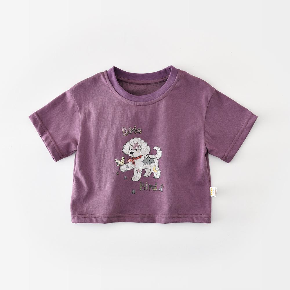 Children s Short-sleeved Boy Baby Versatile Loose Cartoon Puppy Printed T-shirt Summer Top 73CM