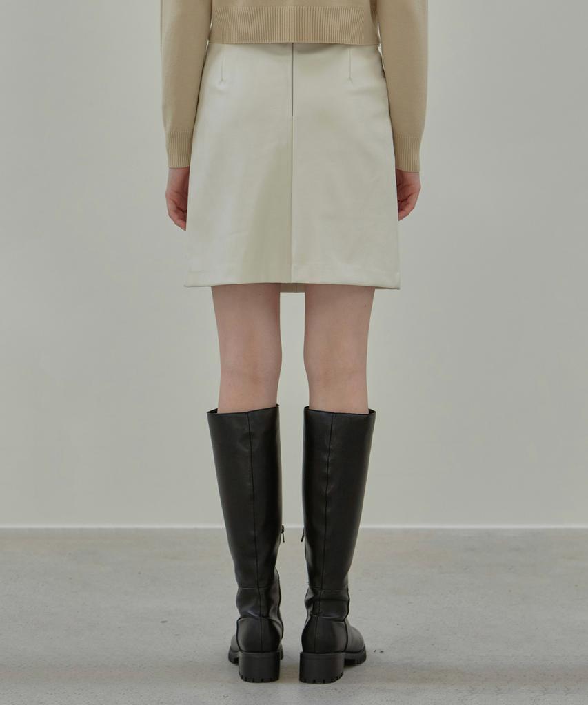 Nigaennikol Leather Mini Skirt_Ivory
