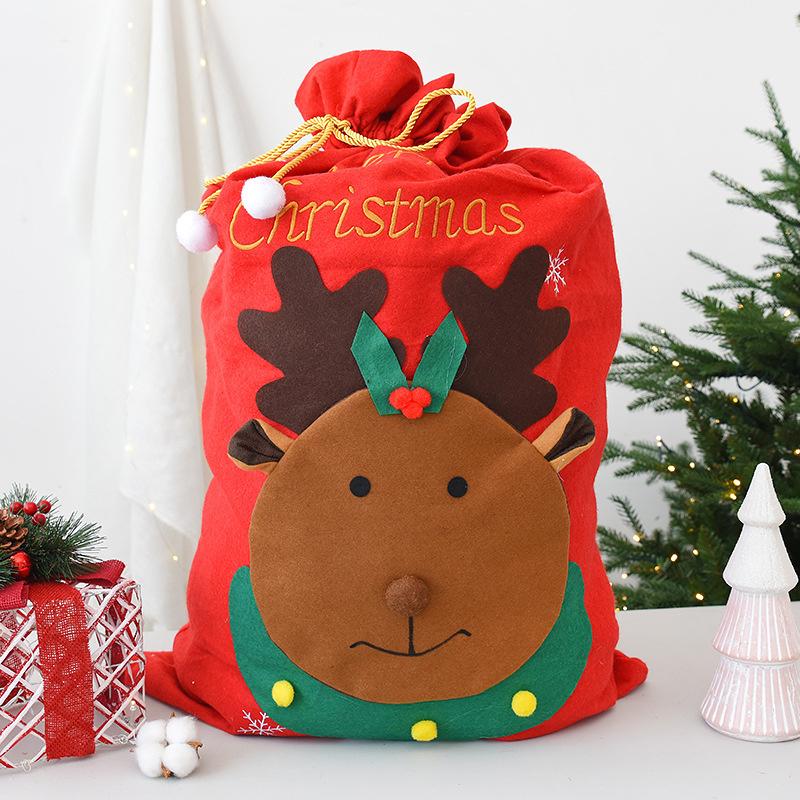 Christmas Red Non-woven Santa Claus Toys Storage Bags Large Christmas Drawstring Gift Bags Christmas Santa Claus Sacks