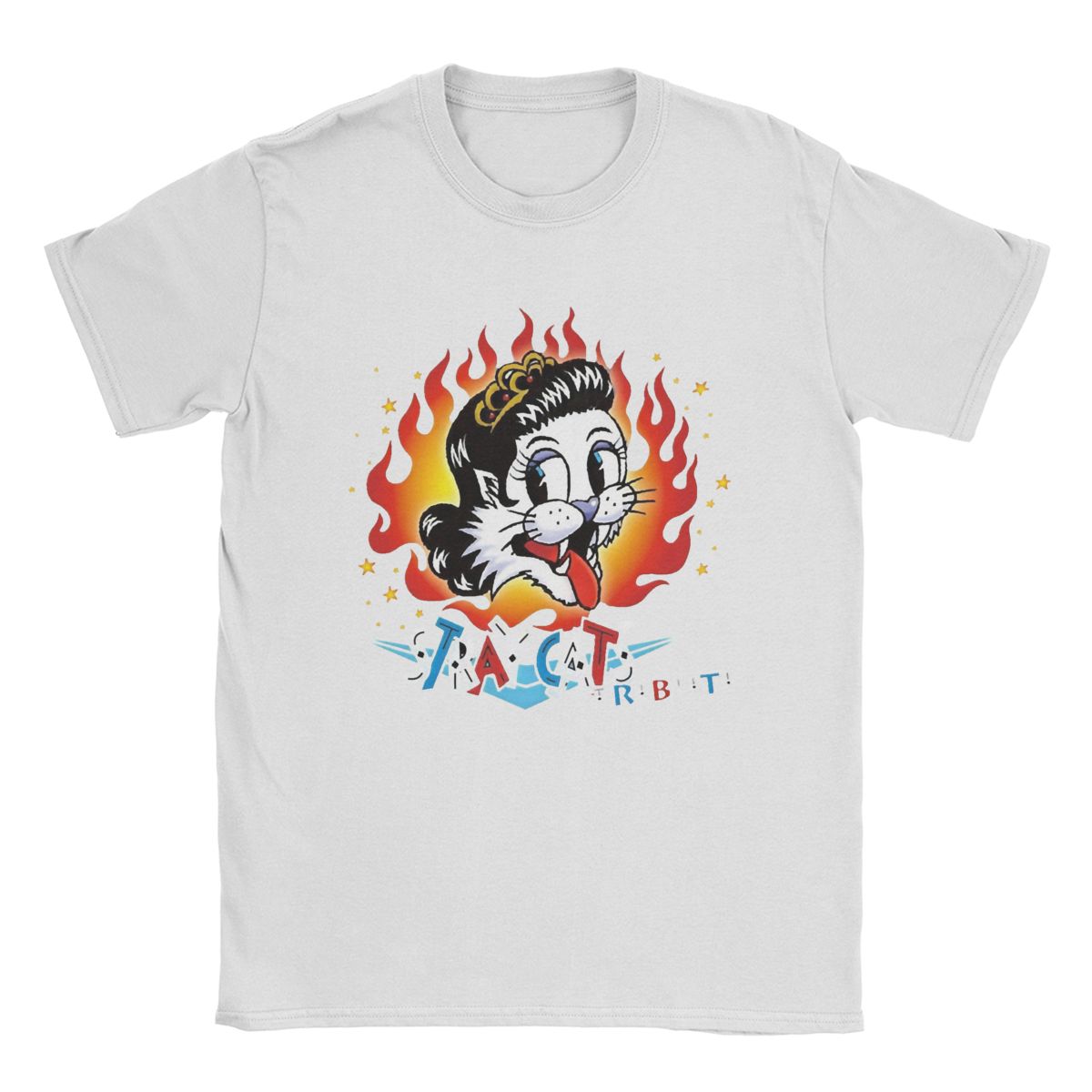 Футболки для мужчин с музыкальным гитарным роком Stray Cats, винтажные футболки из 100% хлопка, с круглым вырезом и коротким рукавом, идея для подарка, одежда S белый