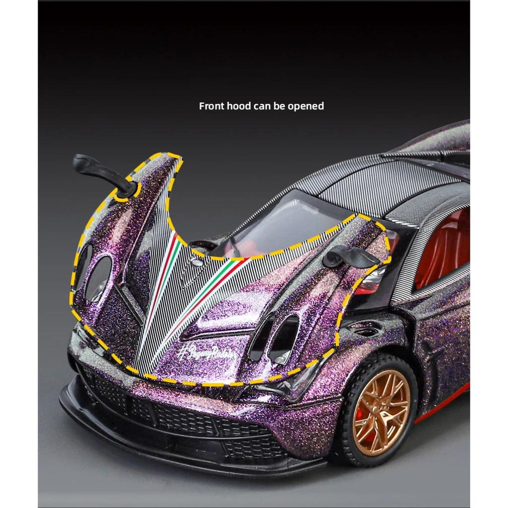 1/32 Pagani Huayra BC Supercar Alloy Muscle Car Model Sound and Light Pull Back Children's Toy Collectibles Birthday Gift