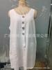 Women Sleeveless U-Neck Tank Dress Button Front Pocket Casual Loose Mini Dress