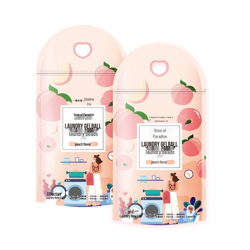 Peach-Scented Laundry Pods, 20-Count: Detergent Beads for Stain Removal and Fresh Fragrance