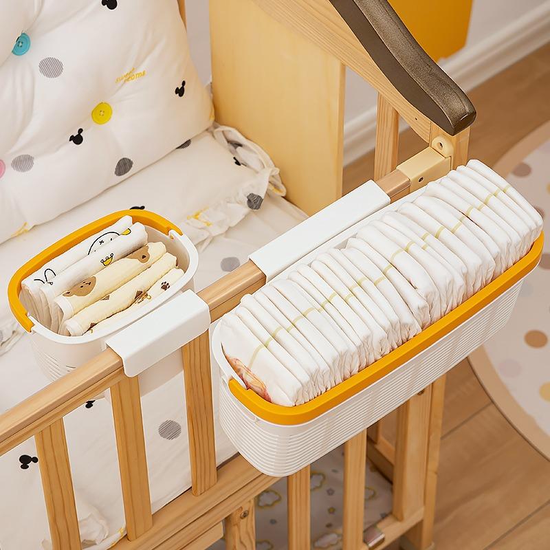 Baby Crib Sundries Storage Baskets Home Feeding Bottle Diapers Organize Box Bibs Clip Bedside Plastic Small Items Storage Basket