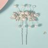 Bridal jewelry pearl hairpin wedding party hairpin headdress silver leaf pearl handmade U-shaped pin