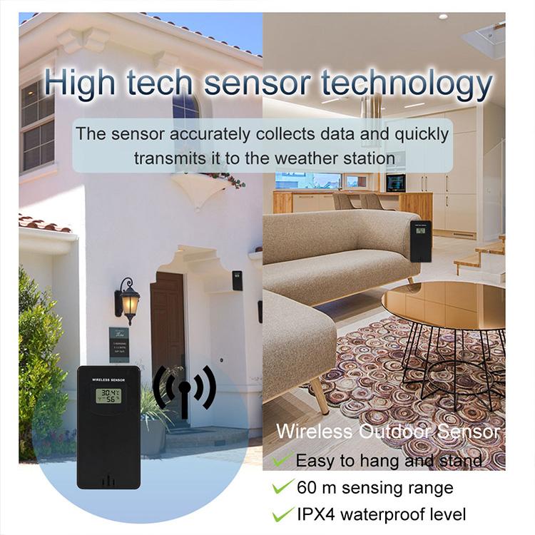 Drahtlose Wetterstationsuhr, digitales Thermometer-Hygrometer mit Wettervorhersage und Mondphasen-LED-Thermometer-Hygrometer