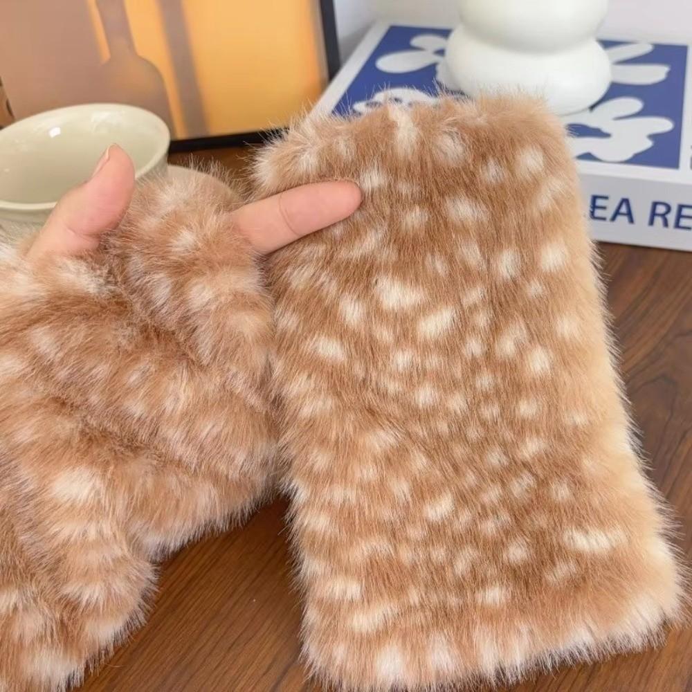 Harajuku Elk Plush Scarf Fleece Cuffs New Fingerless Gloves Christmas Gift