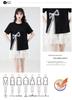 Women's Irregular Split Short-Sleeve Tee, Summer 2025, Loose Fit for Petite, Bowknot Design