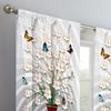 Vase Butterfly Flower Printed High Shading Curtain Rod Pocket Window Treatment for Bedroom Office Kitchen Living Room Decor