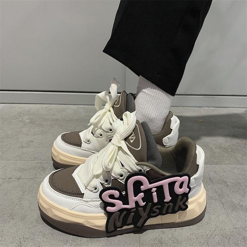 

2024 Pops Shoes Корейские туфли Ins Board Shoes Кроссовки на толстой подошве