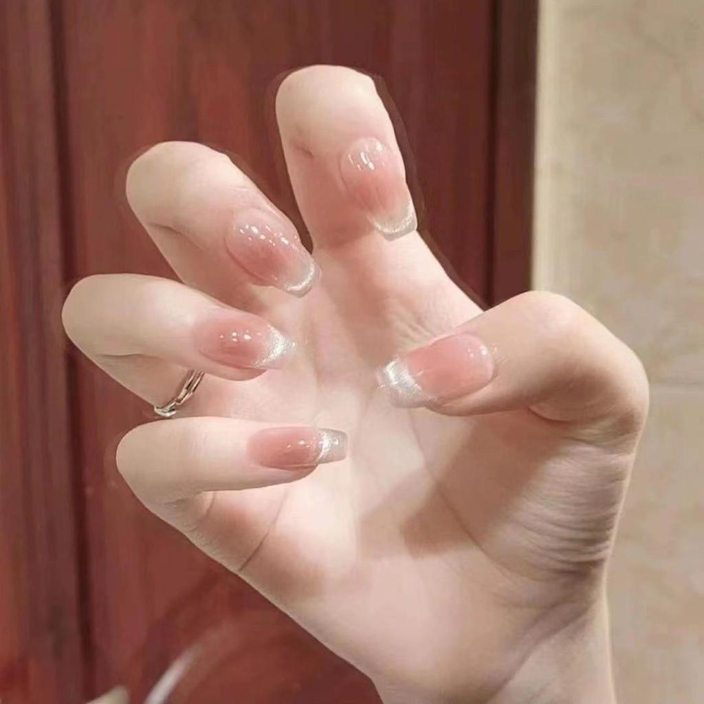 Nude Pink Gradient Cat Eye Whitening Aurora Nail Art Removable Stickers