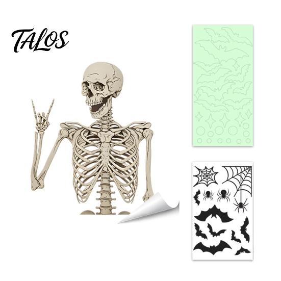Talos Halloween Glow-in-the-Dark Window Cling, Spooky Ghost Skeleton Glass Sticker, Waterproof Static Decal for Holiday Party