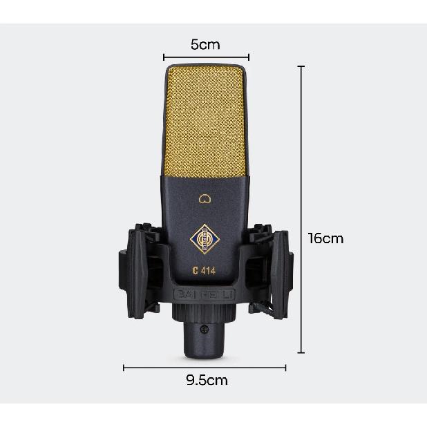 BAIFEILI C414 Professionel Kondensator Mikrofon XLR Med 25mm Membran Kardioide Mikrofon til Streaming, Podcasting, Optagelse, ASMR