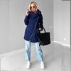 Lapel Sport Fleece Hoodie Casual Long-sleeved Zipper Jacket Women's Plate-size Solid Color Jacket