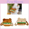 Soft Velvet Hamburger Bear Crossbody Bag With Embroidery For Daily Use