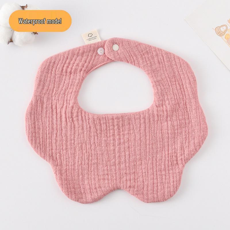 Korean-Style Solid Color Gauze Baby Petal Bib, Soft 7-Layer Waterproof, All Cotton, Class A
