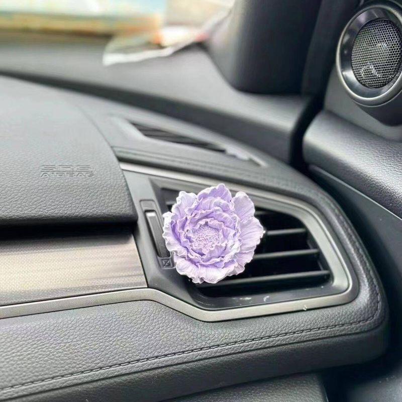 

Car Perfume Aromatherapy Peony Flower Diffuser Stone Car Air Conditioner Car Vent Decoration Misty Purple Peony - Jasmine
