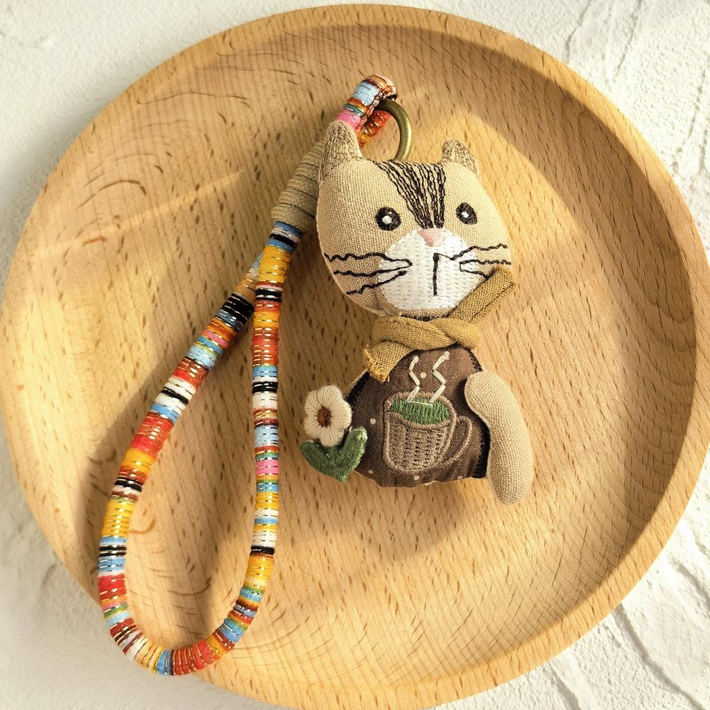Pendentif de dessin animé en tissu fait main, poupée, porte-clés, accessoires de sac, collection de bijoux d'animaux mignons