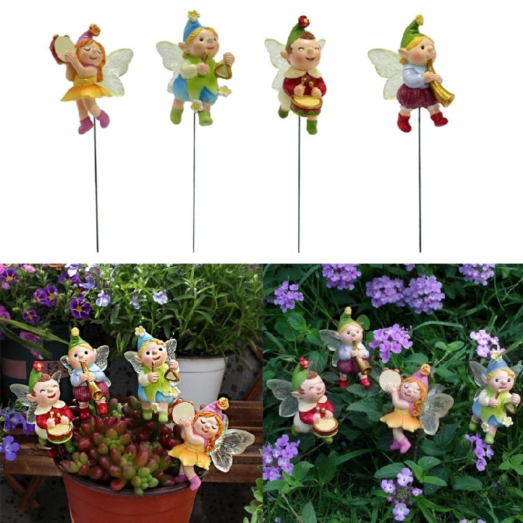 Harz Musikfee Figur Bunte Feen am Stiel Garten Miniatur Dekoration