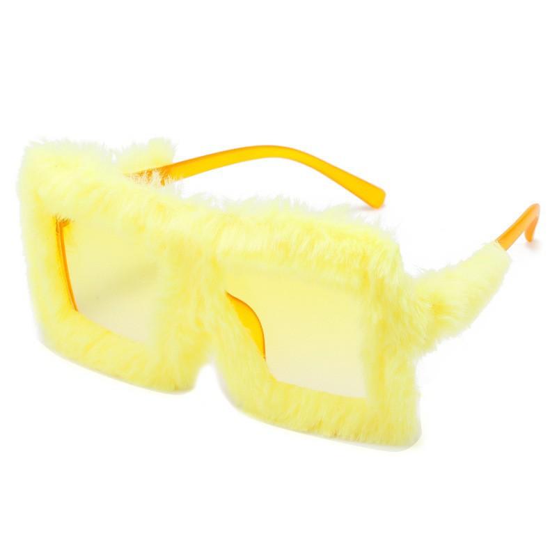 Fashion Soft Plush Sunglasses Women Men Y2K Fur Velvet Pink Sun Glasses Luxury Designer Punk Party Eyewear