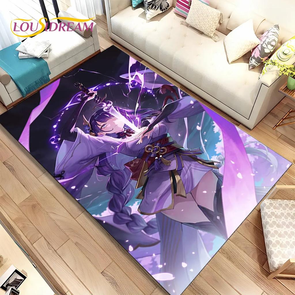 Alfombra de área de juego de dibujos animados de Genshin Impact, Alfombra para el hogar, sala de estar, dormitorio, sofá, felpudo, decoración de cocina, alfombra de piso antideslizante para niños