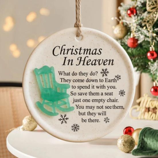 Christmas in Heaven Ornament Empty Chair Christmas Tree Ornament Memorial Gifts for Grieving The Loss of Loved Ones