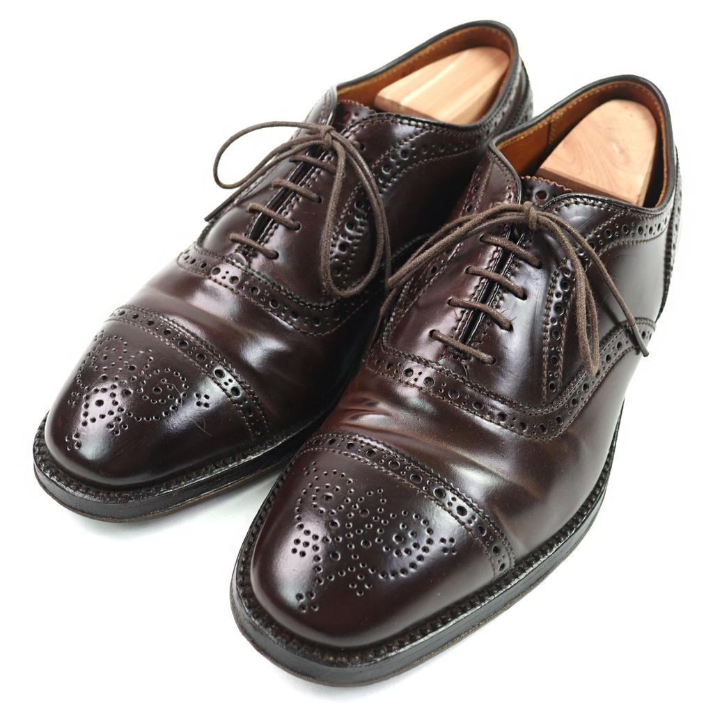 Great ALDEN Leather shoes 5160 special order Soul cap toe semi-brogue imens 6.5 Used
