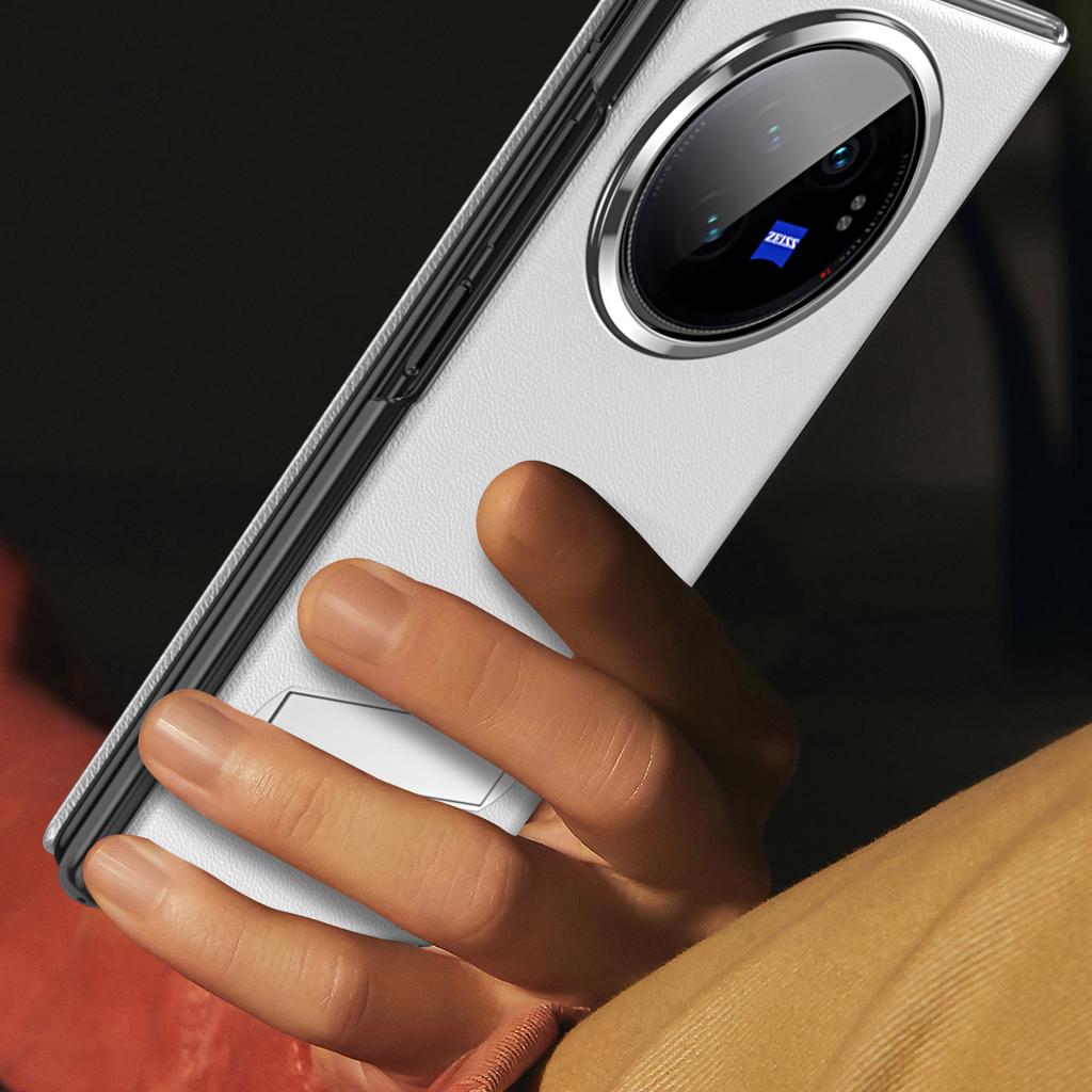 For vivo X Fold3 Magnetic Phone Case View Window PU Leather+PC Cover with Hidden Kickstand