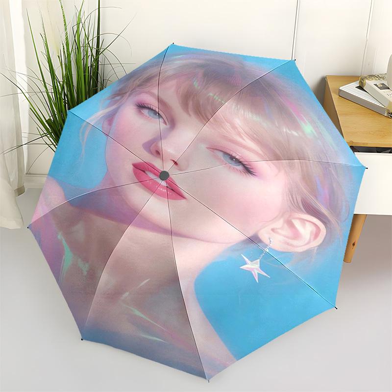 

Taylor Swift Themed Automatic Opening and Closing Umbrella, Compact Travel Umbrella, Lightweight and Portable, Suitable for Beach Commuting