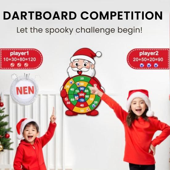 Yousheng Santa Claus Dart Board with 12 Sticky Balls And 12 Dart Large Christmas Party Games for Family Kids Adult Party Activities