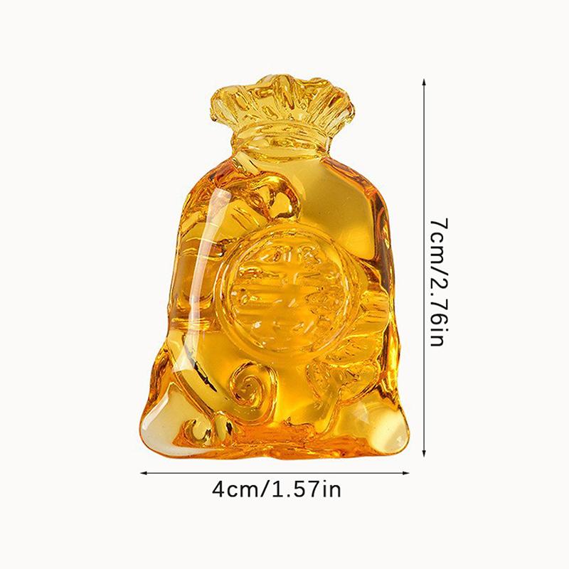 Citrine Money Bag Figurine Feng Shui Crafts Coin Lucky Ornament Office Living Room Table Decoration Glass Year Gift