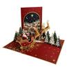 Christmas Card with a 3D Santa Sleigh Scene, Thick Cardstock for Holiday Messages and Seasonal Display