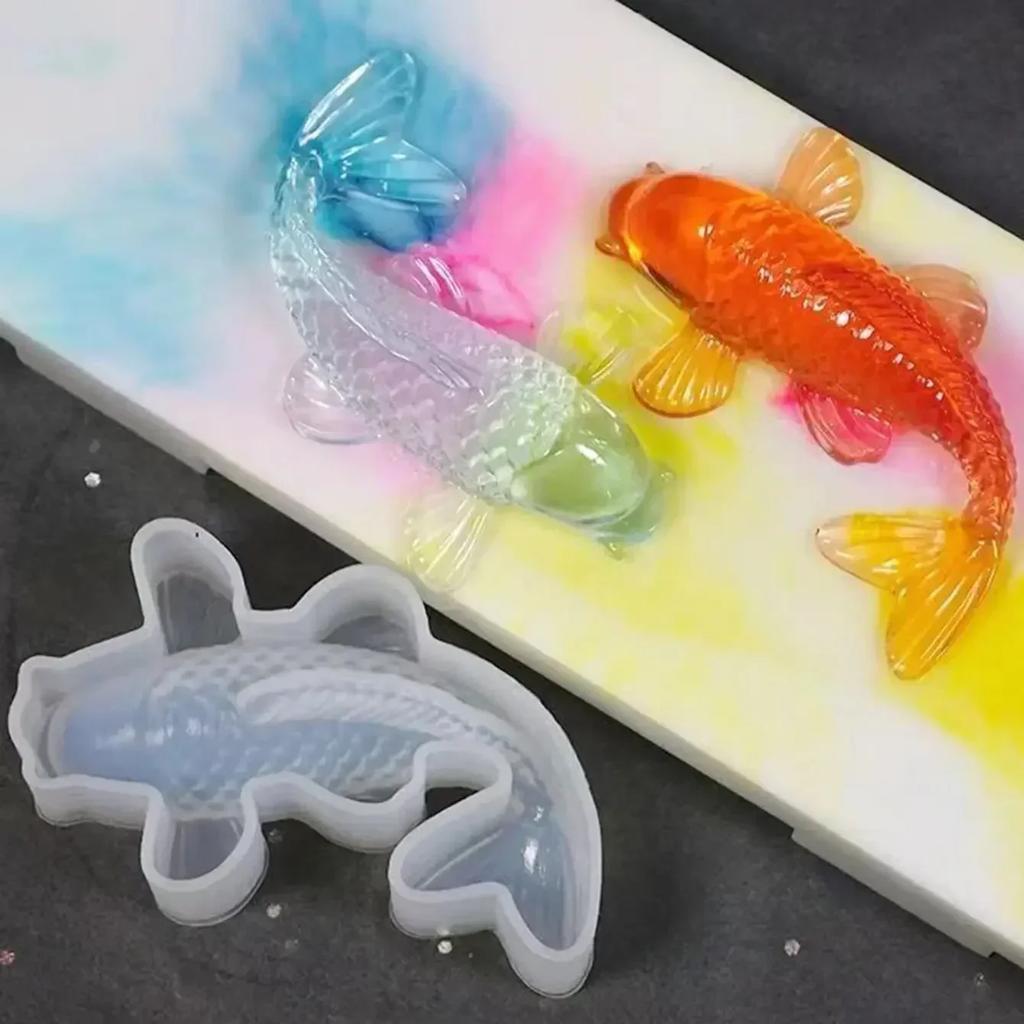 1PC Silicone Mold Crystal Drop Glue Goldfish Mold Koi Lucky Mold Three-dimensional Small Carp Mirror Cake