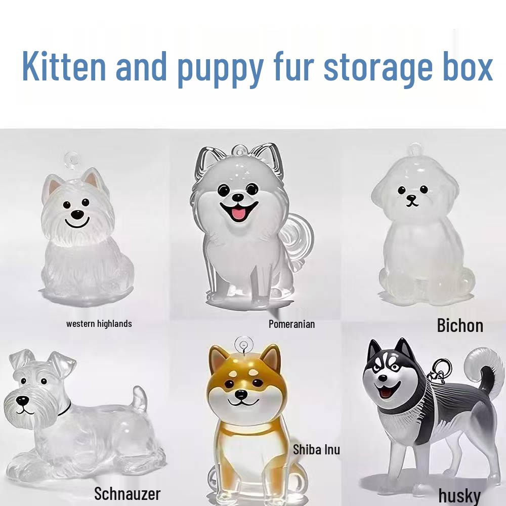 Puppy Transparent Hair Storage Box - Cute Pom-Pom Animal Dustproof Keepsake Decoration Gift