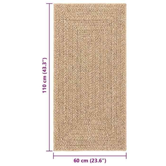 VidaXL Tapis ZIZUR 60x110 cm aspect de jute intérieur et extérieur, tapis d'extérieur, tapis de sol, tapis d'intérieur, 4006150